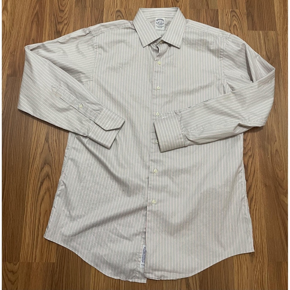 Brooks Brothers Shirt Mens 16-34 Slim Fit Pinstripe Egypt Cotton USA